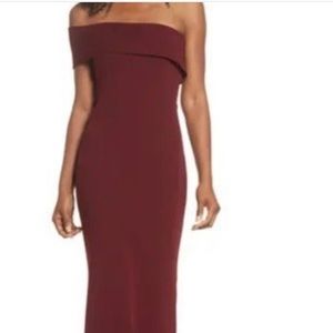 Wine colored Katie May gown off of Revolve
